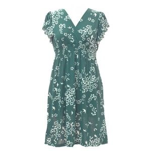 Women's Surplice Green Midi Flutter Dresses